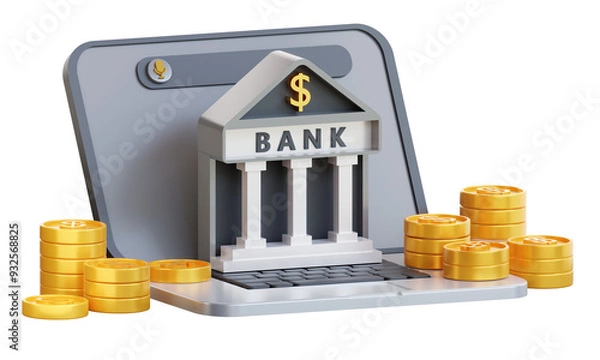 Obraz 3d online bank account on computer