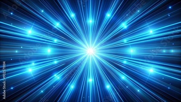 Obraz Vibrant blue neon rays illuminating against a dark background