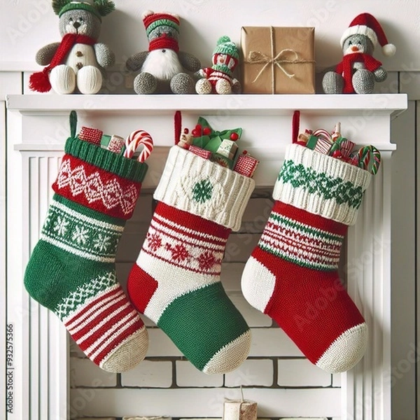 Obraz christmas stocking with christmas decorations
