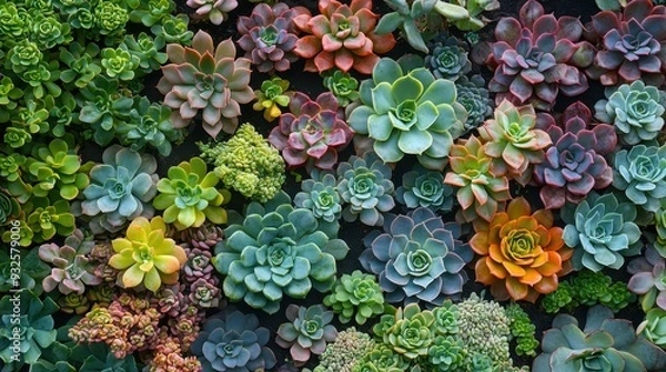 Fototapeta Colorful Succulents Close Up Texture Pattern