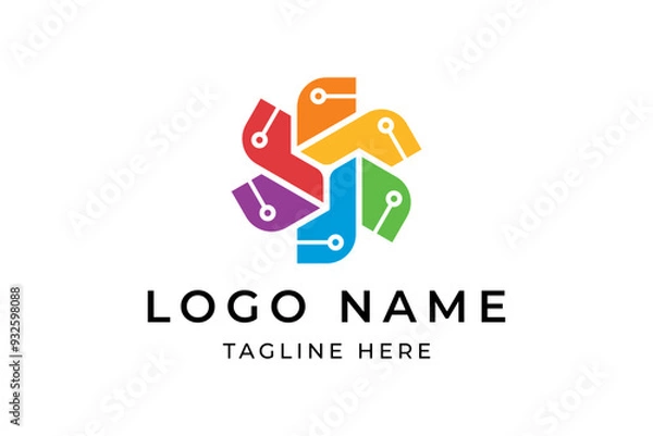 Obraz Circle Puzzle Data Link Connection Digital Technology Logo design