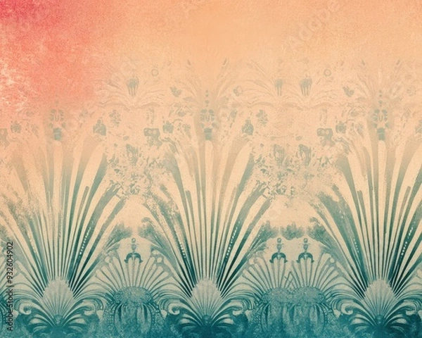 Fototapeta Subtle 1940s gradient Pantone background with deep, muted colors and classic art deco patterns, perfect for a vintageinspired design