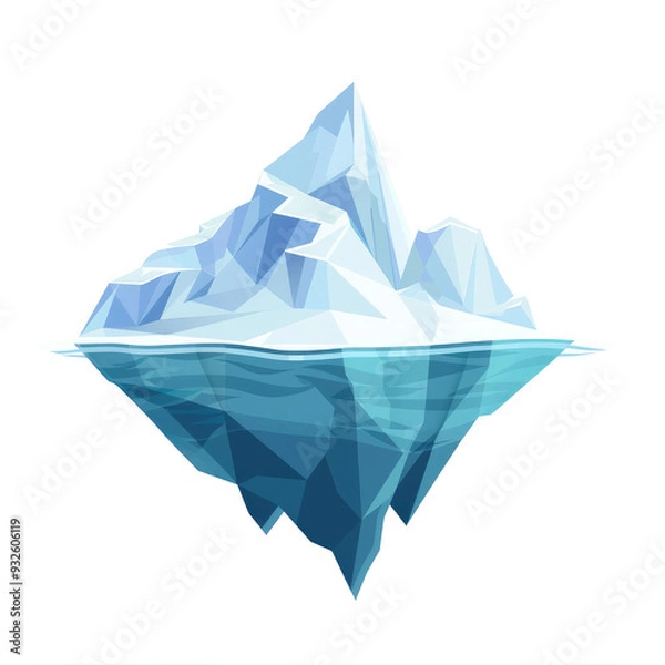 Fototapeta An iceberg isolated white background,2d flat vector
