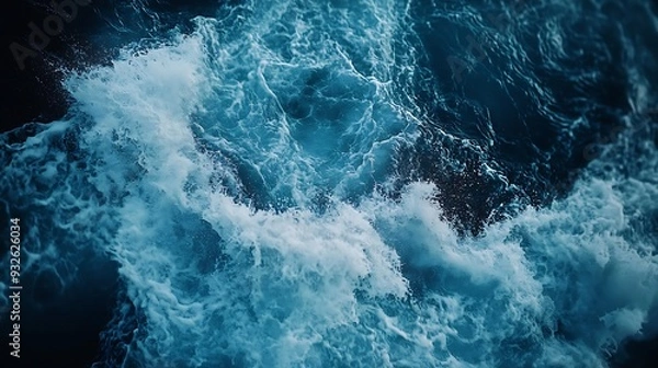 Fototapeta Witness the aweinspiring dance of ocean currents capturing vibrant hues of cerulean and azure as the oceans dynamic movements create power and beauty of nature : Generative AI