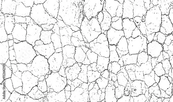 Fototapeta old cracked texture, dry land crack texture for overlay,  cracked wall texture grunge background, a black and white photo of a cracked grunge texture, a black and white drawing of a cracked wall