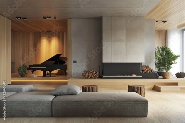 Fototapeta Modern Minimalist Living Room Interior Design