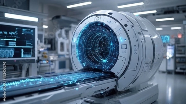 Fototapeta Advanced medical imaging device in a high-tech environment.