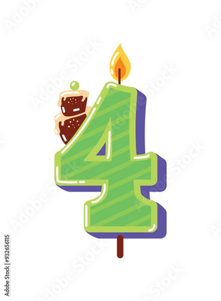 Fototapeta birthday candle number four