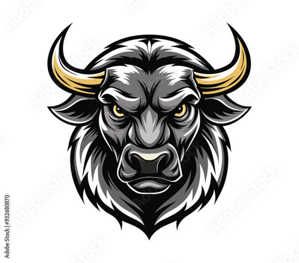Obraz vector illustration  of a bull,  , black and whie background