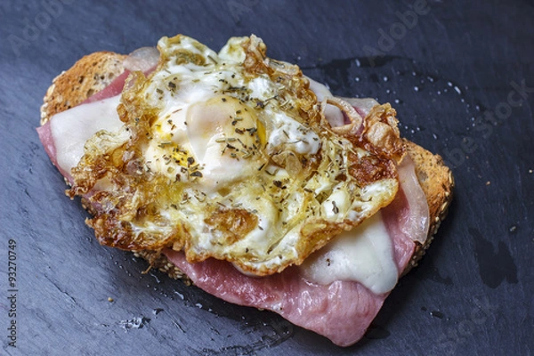 Obraz ham and cheese toast egg