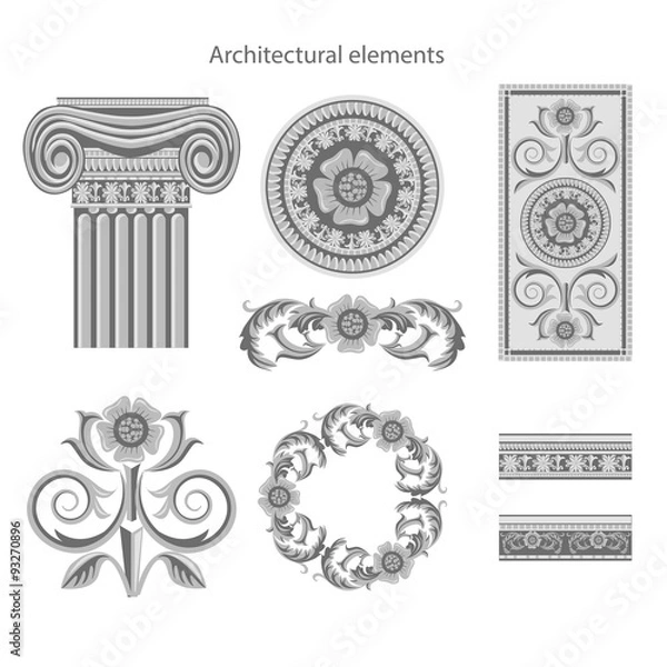 Fototapeta  Classic architectural elements set. Vector illustration