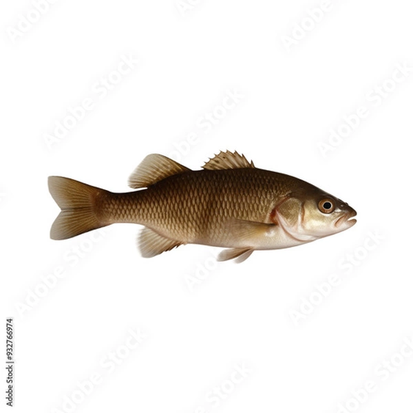 Fototapeta TRANSPARENT PNG ULTRA HD 8K A solitary catfish floating with its whiskers, smooth body, and earthy tones standing out clearly against a transparent background