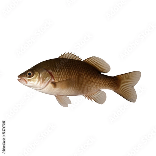 Fototapeta TRANSPARENT PNG ULTRA HD 8K A solitary catfish floating with its whiskers, smooth body, and earthy tones standing out clearly against a transparent background