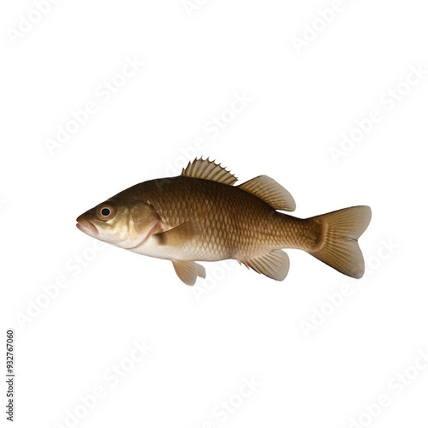 Fototapeta TRANSPARENT PNG ULTRA HD 8K A solitary catfish floating with its whiskers, smooth body, and earthy tones standing out clearly against a transparent background