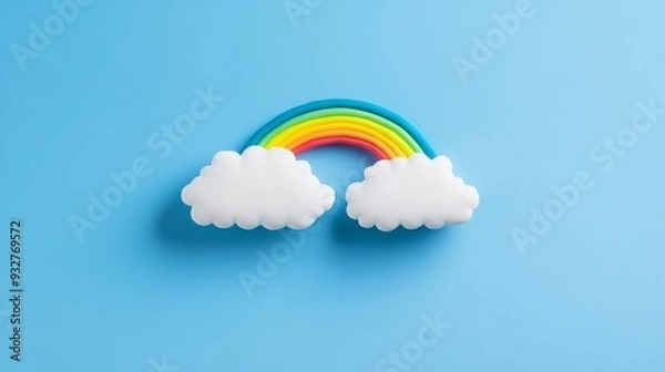 Fototapeta Whimsical Cartoon Cloud with Rainbow - Playful Weather Clipart Illustration for Kids