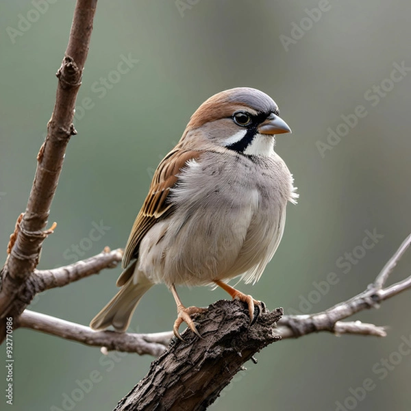Fototapeta A sparow is sitting on tree