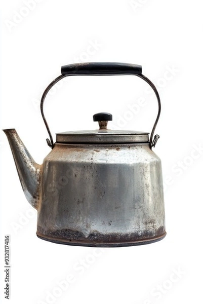 Fototapeta Metal tea kettle on white background