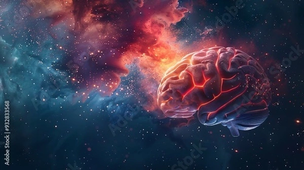 Obraz An image of a human brain exploding with knowledge. Generative Ai