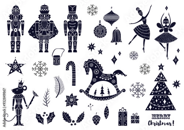 Obraz Nutcracker. Silhouettes. Magic vector illustration. Transparent background.