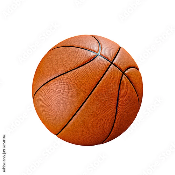 Fototapeta Close-Up View of a Standard Basketball Isolated. 3D rendering