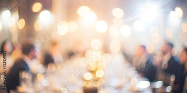 Fototapeta Blurred background of an awards dinner during a formal gala event.
