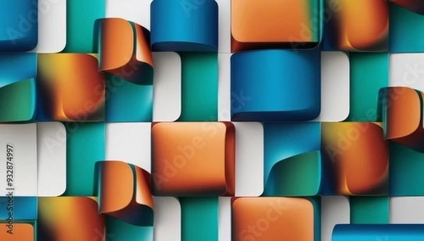 Fototapeta Vibrant high contrast abstract box shapes in various