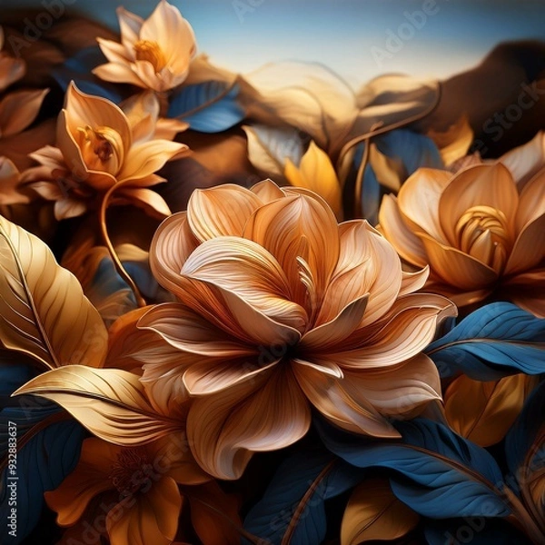 Obraz blue and white feathers