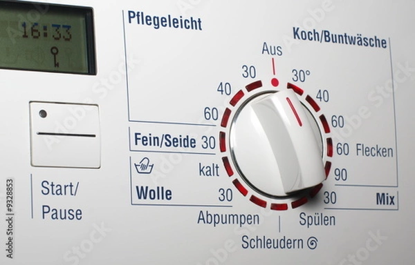 Obraz Washing machine - start button and temerature dial