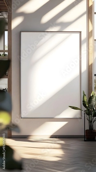 Fototapeta Sleek Metal Frame Mockup in a Bright and Airy Minimalist Loft Interior with Bauhaus Design Influence and High Contrast Modern Aesthetic