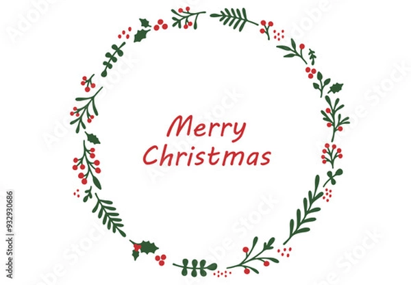 Obraz 手描きのクリスマスリースのフレーム