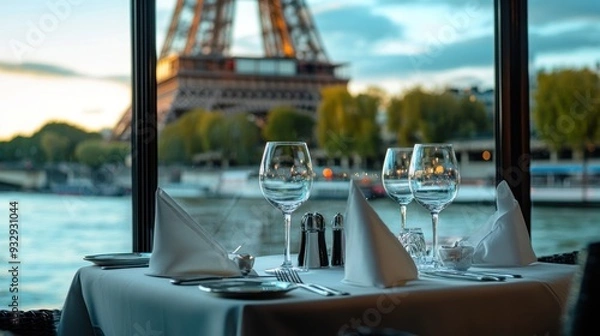 Obraz Romantic Dinner with Eiffel Tower View