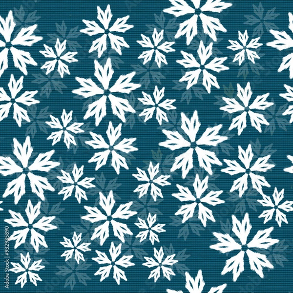 Fototapeta Seamless vector pattern with snowflakes, perfect for Christmas decoration