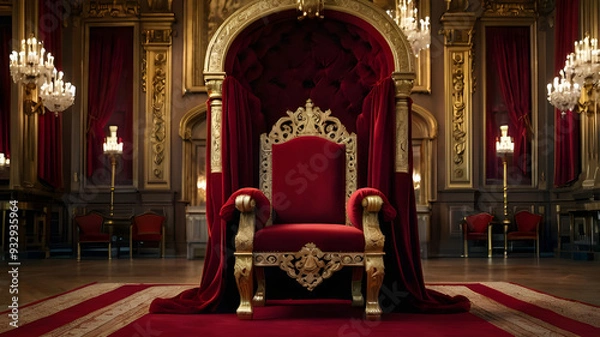 Obraz An Opulent Hall of Kings, Intricate Gold Patterns, and Lavish Drapes