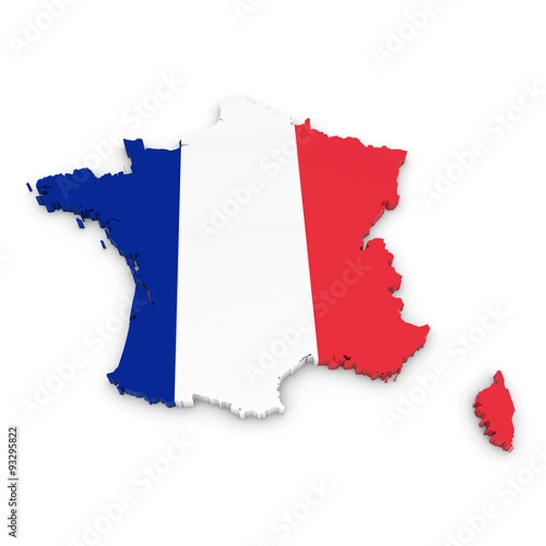 Obraz 3D Outline of France textured with the French Flag