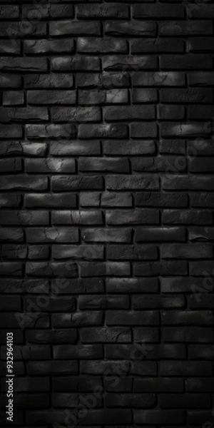 Fototapeta Black brick wall dark texture background with copy space for text