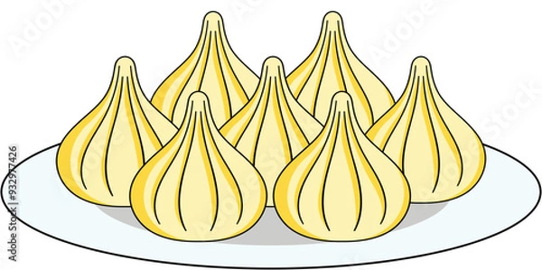 Fototapeta Modak sweet dish plate vector illustration for Ganesh Chaturthi festival prasad