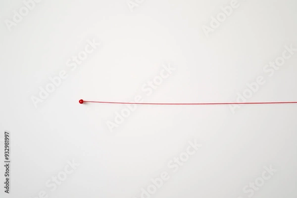 Obraz A red string is stretched out on a white wall