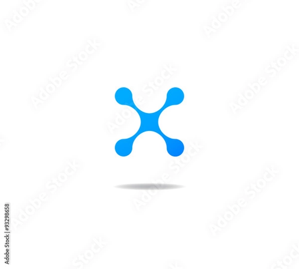 Fototapeta blue molecule logo initial letter x