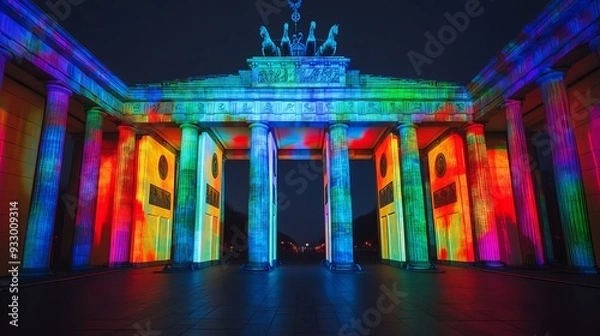 Fototapeta One of the video mapping projections at the Brandenburg Gate (Brandenburger Tor) in Berlin, Germany.