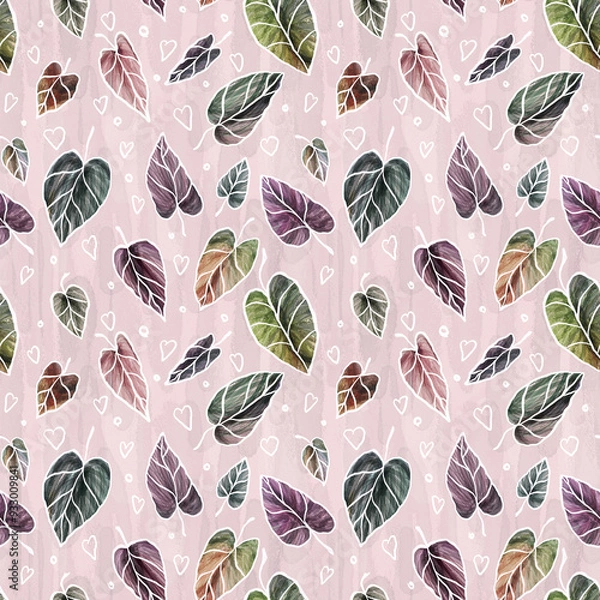 Fototapeta Seamless floral pattern, multi-colored distyas with a white outline on a light background.