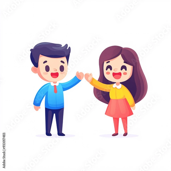 Obraz Playful Illustration of Friends Celebrating Their Bond with Joyful Interaction and Happiness