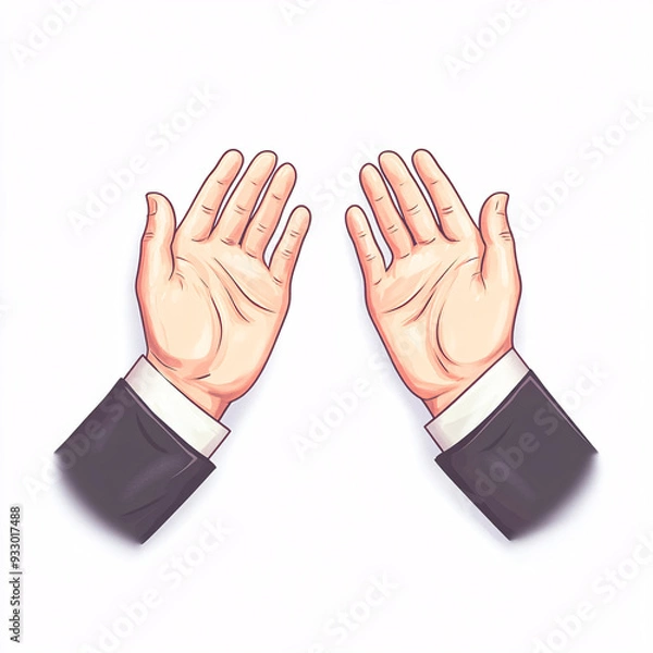 Fototapeta Expressive Gesture of Open Hands in Formal Business Context