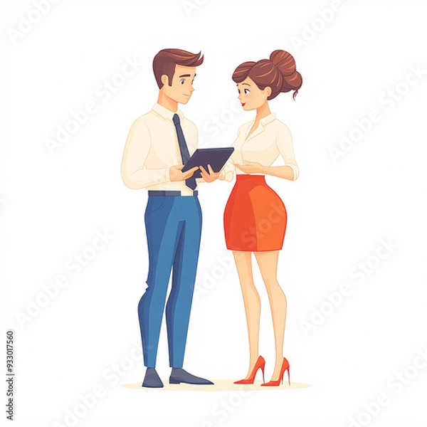 Fototapeta Engaging Business Meeting: Collaboration Between Colleagues in Modern Office Settings