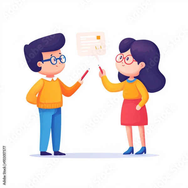 Fototapeta Engaging Children in Creative Learning: A Colorful Illustration of Collaboration and Communication