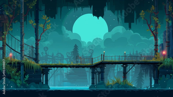 Obraz Game background in forest ruins