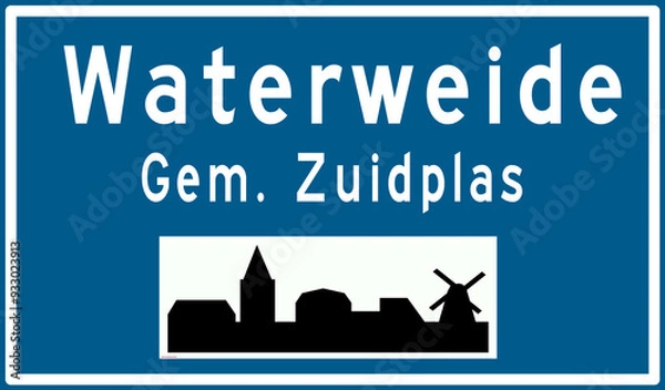 Fototapeta Sign Waterweide as posible new name for village (vijfde dorp) to be build in the Zuidplaspolder by municipality of Zuidplas
