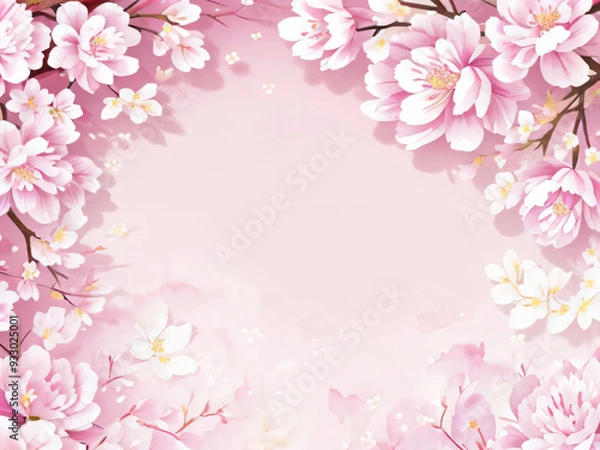 Fototapeta 花のイラストフレームテンプレート