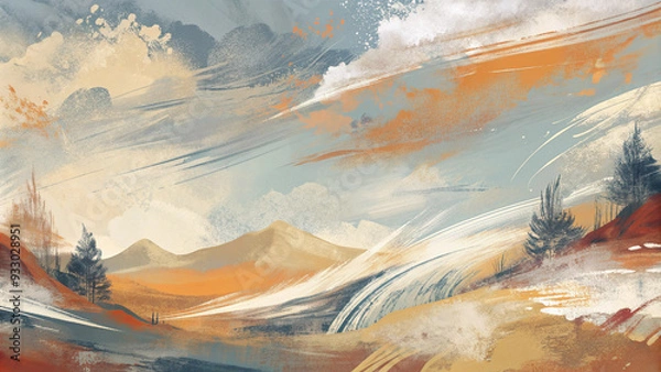Fototapeta An abstract artwork with a canvas-like texture, featuring bold brushstrokes and a textured background graphics background