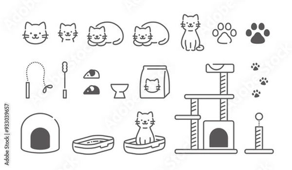 Fototapeta 猫と生活アイコン