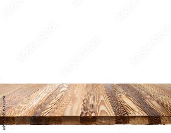 Fototapeta empty wooden table front view on a white isolated background. Generative AI.